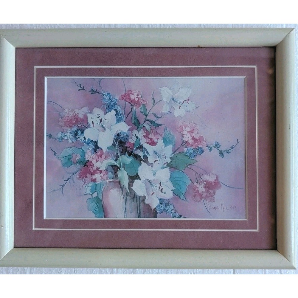 Barbara Mock Romance of Petals Floral Art Print Framed VTG Cottagecore Decor